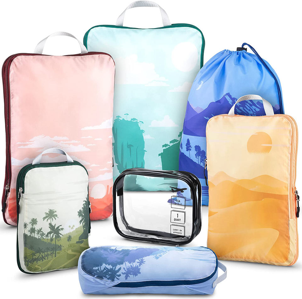 New style packing cubes luxury packing cubes set - extensive 7 piece set packing cubes for kids